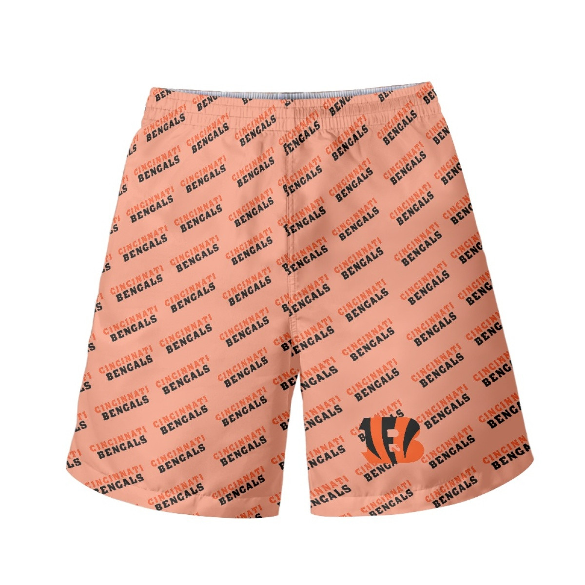 NFL Cincinnati Bengals Beach Shorts Swim Pants Swimming Trunks - Cincinnati Bengals Medley Monogram Wordmark