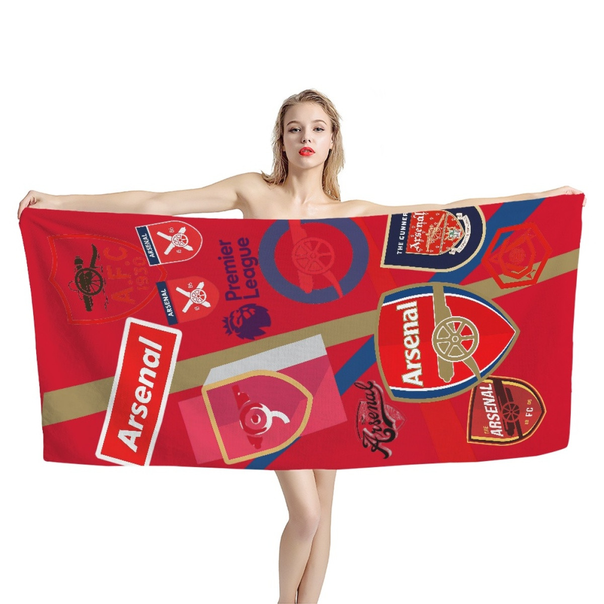 Arsenal F.C Bath Beach Towel - Arsenal F.C Mania Collage Logo