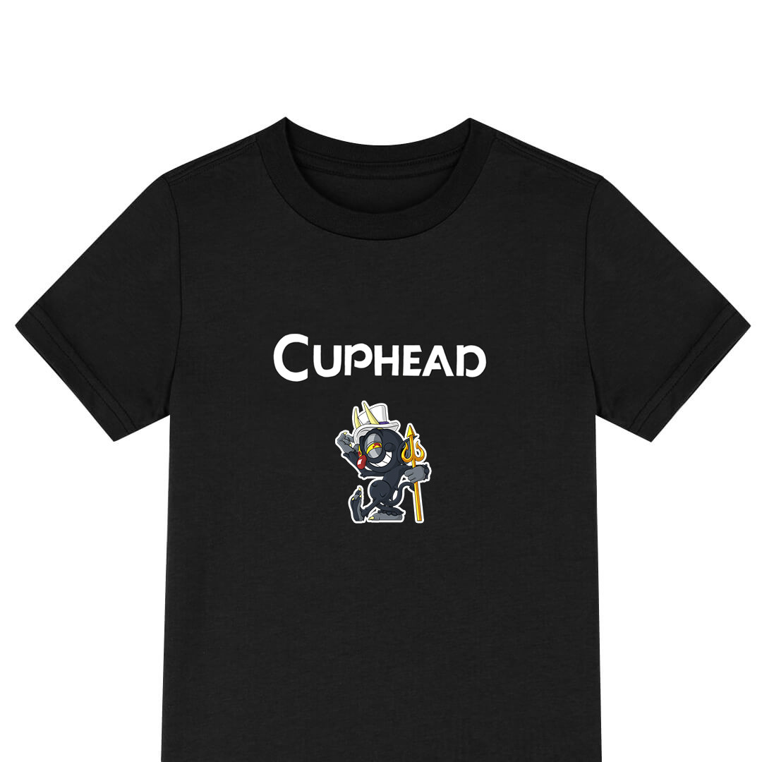 Cuphead The Devil Tee Shirt T-Shirt Short Sleeve - The Devil Smiling with Trident