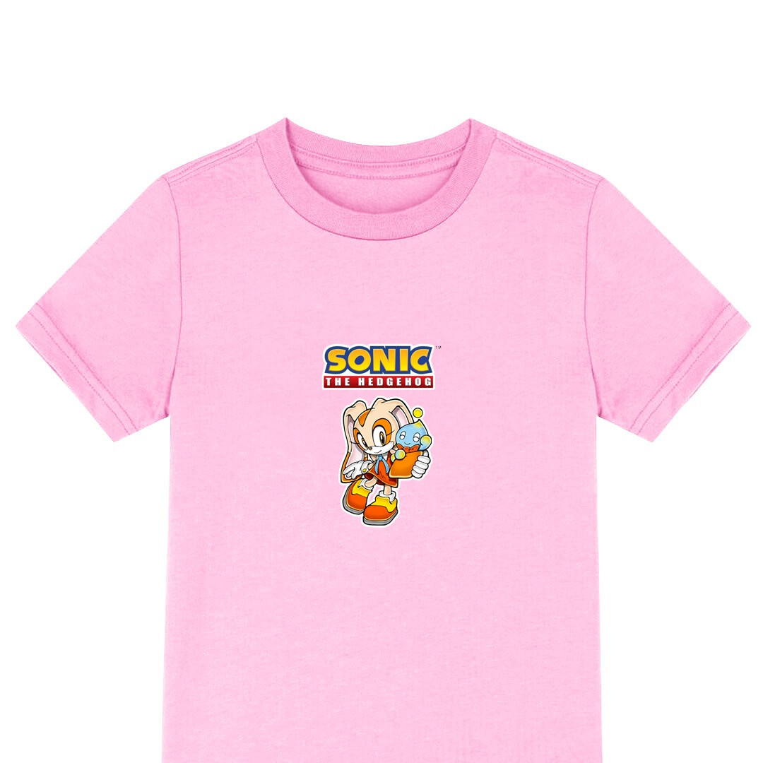 Sonic The Hedgehog Tee Shirt T-Shirt Short Sleeve - Cream The Rabbit And Cheese The Chao Happy