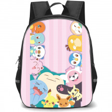 Pokemon Backpack StudentPack - Pokemon Chibi Art Pink Background