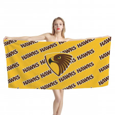 Hawthorn Football Club Bath Beach Towel - Hawthorn Football Club Medley Monogram Wordmark