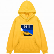Porsche Hoodie Hooded Sweatshirt Sweater Jacket - Porsche 911 Yellow Sunset Illustration Art
