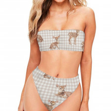 Burga Art Pattern Bandeau Bikini Two Piece Women's Swimsuit - Burga Bambi Pattern Art Poster