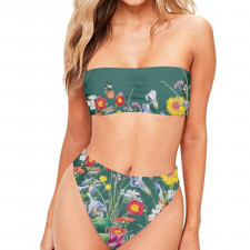 Floral Pattern Art Bandeau Bikini Two Piece Women's Swimsuit - Floral Pattern Butterfly Garden Poster