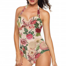 Floral Pattern Art Tankini Halter One Piece Women's Swimsuit - Floral Pattern Gucci Flora Poster