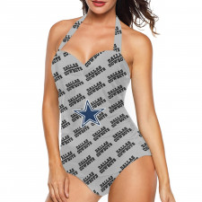 NFL Dallas Cowboys Tankini Halter One Piece Women's Swimsuit - Dallas Cowboys Medley Monogram Wordmark