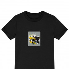 Ford Tee Shirt T-Shirt Short Sleeve - Ford Mustang Eleanor GT500 Yellow Illustration On Gray Background