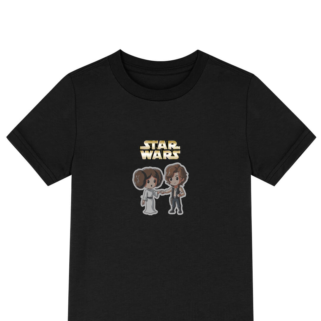 Star Wars Tee Shirt T-Shirt Short Sleeve - Star Wars Leia And Han Solo Chibi Art