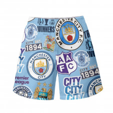 Manchester City F.C Beach Shorts Swim Pants Swimming Trunks - Manchester City F.C Mania Collage Logo