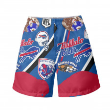 NFL Buffalo Bills Beach Shorts Swim Pants Swimming Trunks - Buffalo Bills Mania Collage Logo