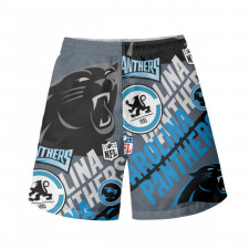 NFL Carolina Panthers Beach Shorts Swim Pants Swimming Trunks - Carolina Panthers Mania Collage Logo