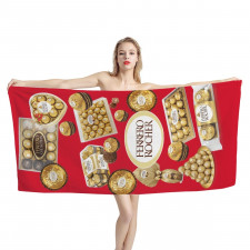 Ferrero Rocher Bath Beach Towel - Ferrero Rocher Mania Collage Logo