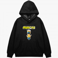 Minions Hoodie Hooded Sweatshirt Sweater Jacket - Stuart Standing On Top Of Kevin