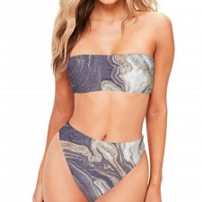 Burga Art Pattern Bandeau Bikini Two Piece Women's Swimsuit - Burga Nostalgia Feeling Art Poster