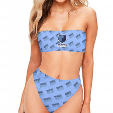 NBA Memphis Grizzlies Bandeau Bikini Two Piece Women's Swimsuit - Memphis Grizzlies Medley Monogram Wordmark