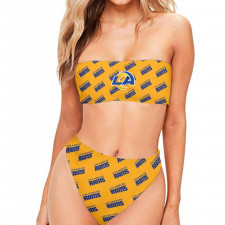 NFL Los Angeles Rams Bandeau Bikini Two Piece Women's Swimsuit - Los Angeles Rams Medley Monogram Wordmark