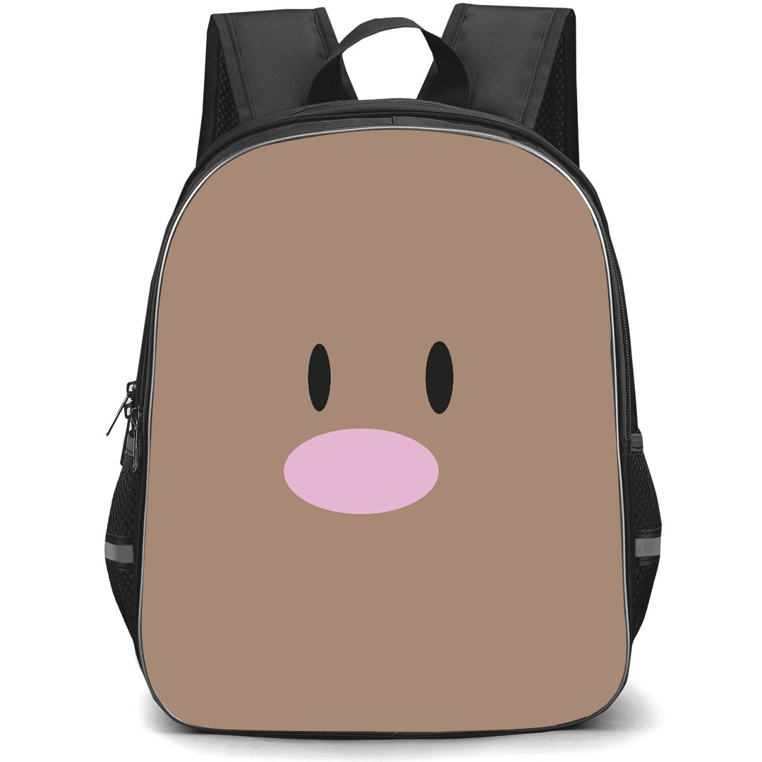 Pokemon Diglett Backpack StudentPack - Diglett Minimalist Art On Brown Background