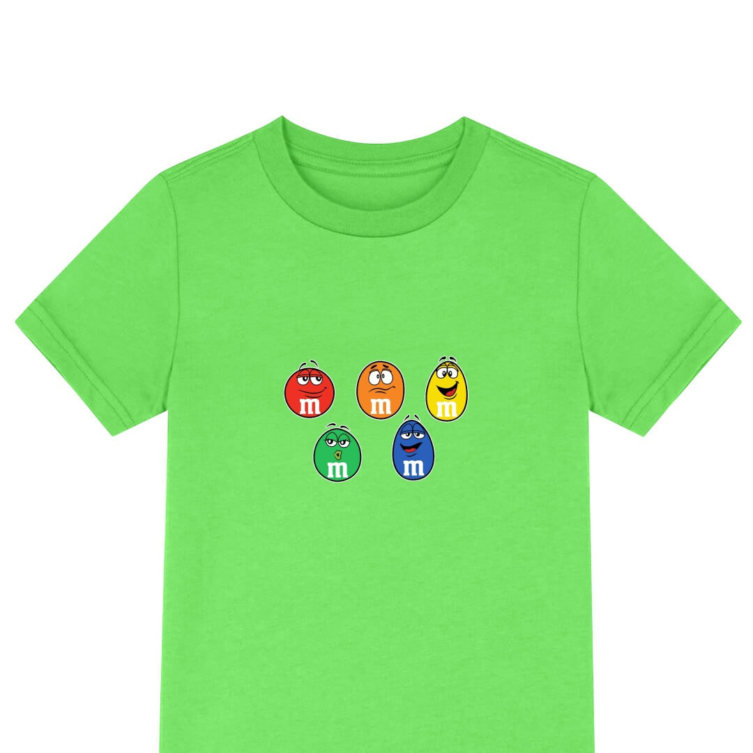 M&Ms Tee Shirt T-Shirt Short Sleeve - M&Ms Cartoon Face Set Sticker