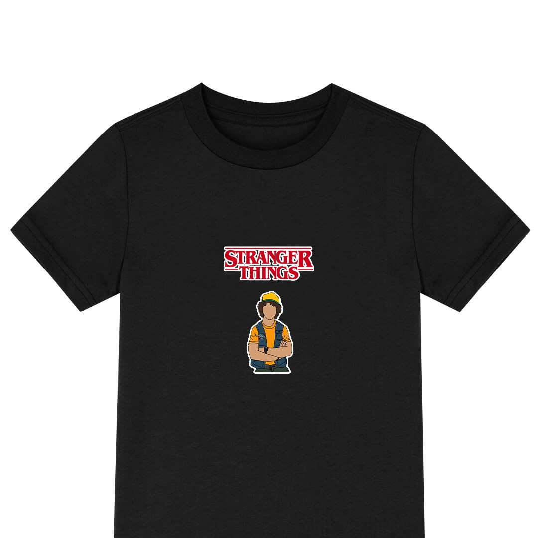 Stranger Things Dustin Tee Shirt T-Shirt Short Sleeve - Dustin Stranger Things Fondo