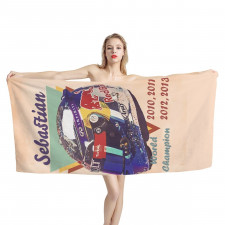 F1 Formula One Sebastian Vettel Bath Beach Towel - Sebastian Vettel 4 Time Champion Helmet Poster