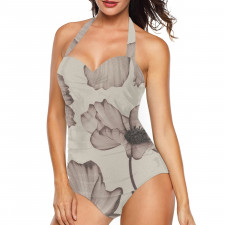 Burga Art Pattern Tankini Halter One Piece Women's Swimsuit - Burga Barely Yours Foral Poster