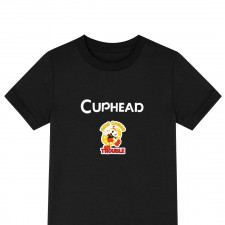 Cuphead Tee Shirt T-Shirt Short Sleeve - Cuphead Here Comes Trouble Sticker Art