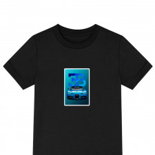 Buggati Tee Shirt T-Shirt Short Sleeve - Buggati Chiron Blue On Blue Background