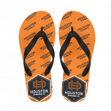MLS Houston Dynamo FC Flip Flops Thongs V-Strap Sandals - Houston Dynamo Football Club Medley Monogram Wordmark
