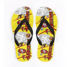 NFL San Francisco 49ers Flip Flops Thongs V-Strap Sandals - San Francisco 49ers Super Bowl Championship Mania Collage Logo