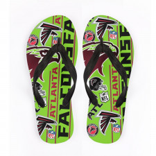 NFL Atlanta Falcons Flip Flops Thongs V-Strap Sandals - Atlanta Falcons Mania Collage Logo