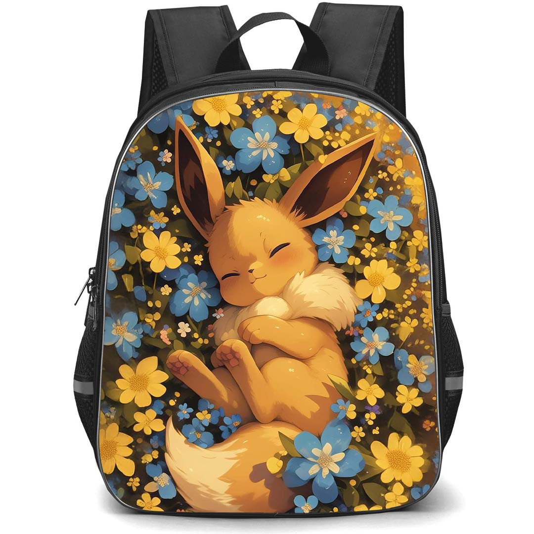 Pokemon Eevee Backpack StudentPack - Eevee Sleeping On Flowers