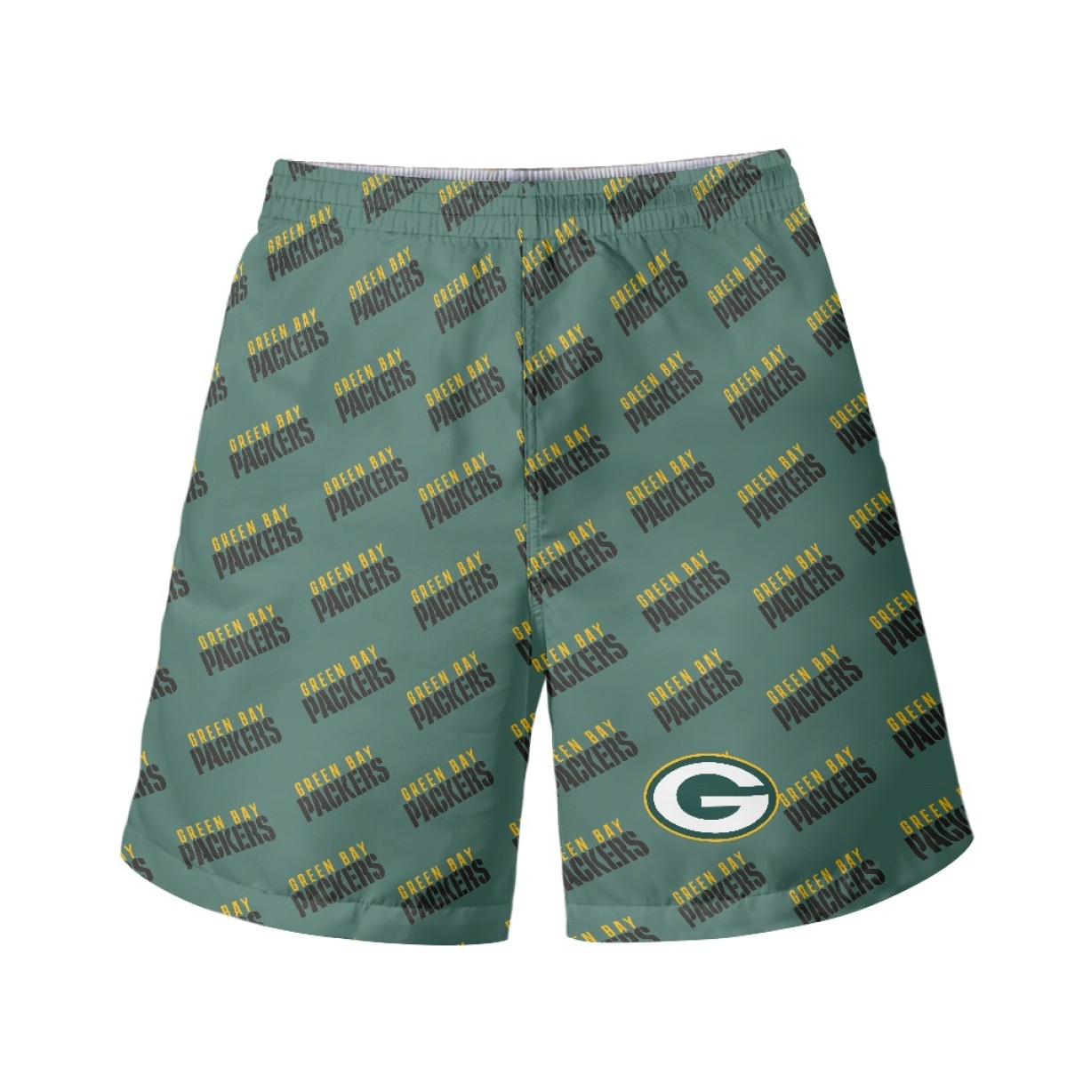 NFL Green Bay Packers Beach Shorts Swim Pants Swimming Trunks - Green Bay Packers Medley Monogram Wordmark