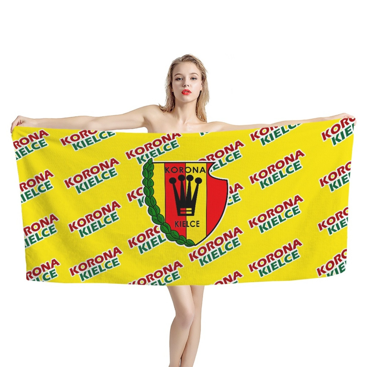 Korona Kielce Bath Beach Towel - Kielce Football Club Medley Monogram Wordmark