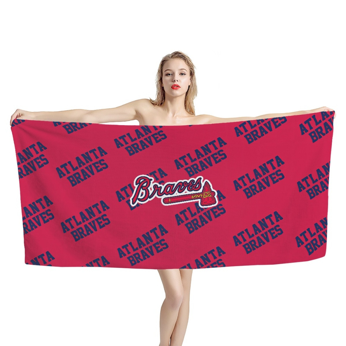 MLB Atlanta Braves Bath Beach Towel - Atlanta Braves Medley Monogram Wordmark