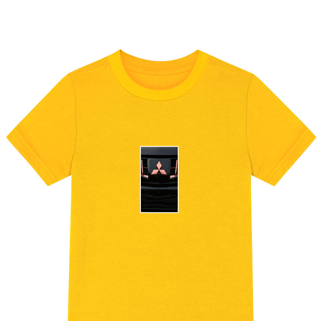 Mitsubishi Tee Shirt T-Shirt Short Sleeve - Mitsubishi Logo On Black Car Grill Poster