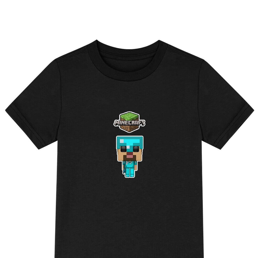 Minecraft Steve Tee Shirt T-Shirt Short Sleeve - Diamond Steve Chibi Art Series