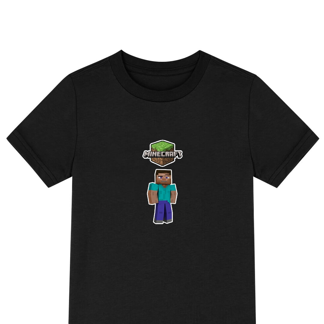 Minecraft Steve Tee Shirt T-Shirt Short Sleeve - Evil Smile Chibi Art Series