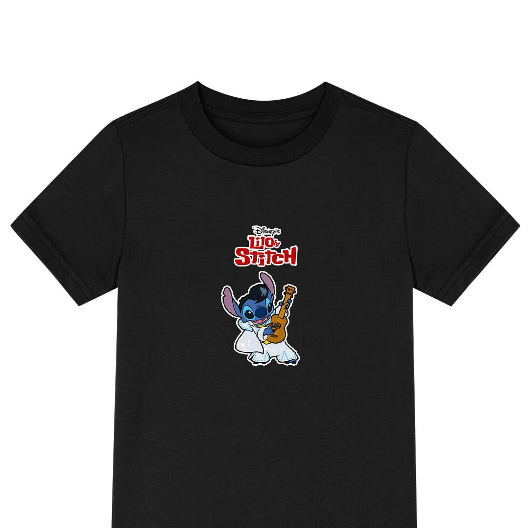 Lilo & Stitch Tee Shirt T-Shirt Short Sleeve - Stitch Elvis Playing Guitar