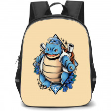 Pokemon Blastoise Backpack StudentPack - Blastoise Pencil Color Art On Beige Background