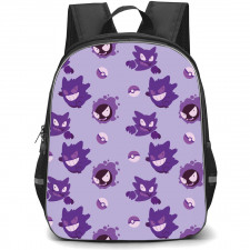 Pokemon Gengar Backpack StudentPack - Gengar Pattern Art On Purple Background