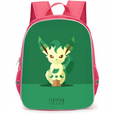 Pokemon Leafeon Backpack StudentPack - Leafeon Vector Art On Green Background