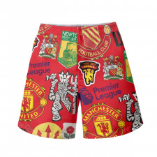 Manchester United F.C Beach Shorts Swim Pants Swimming Trunks - Manchester United F.C Mania Collage Logo