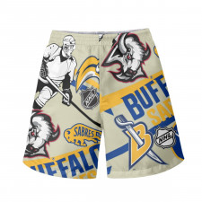 NHL Buffalo Sabres Beach Shorts Swim Pants Swimming Trunks - Buffalo Sabres Mania Collage Logo