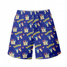 Pokemon Beach Shorts Swim Pants Swimming Trunks - Plusle Minun Happy Gathering Cartoon Art Series
