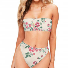 Burga Art Pattern Bandeau Bikini Two Piece Women's Swimsuit - Burga Antique Art Poster