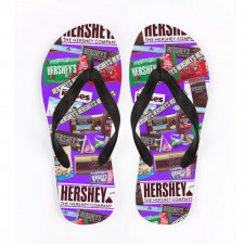 Hersheys Flip Flops Thongs V-Strap Sandals - Hersheys Mania Collage Logo