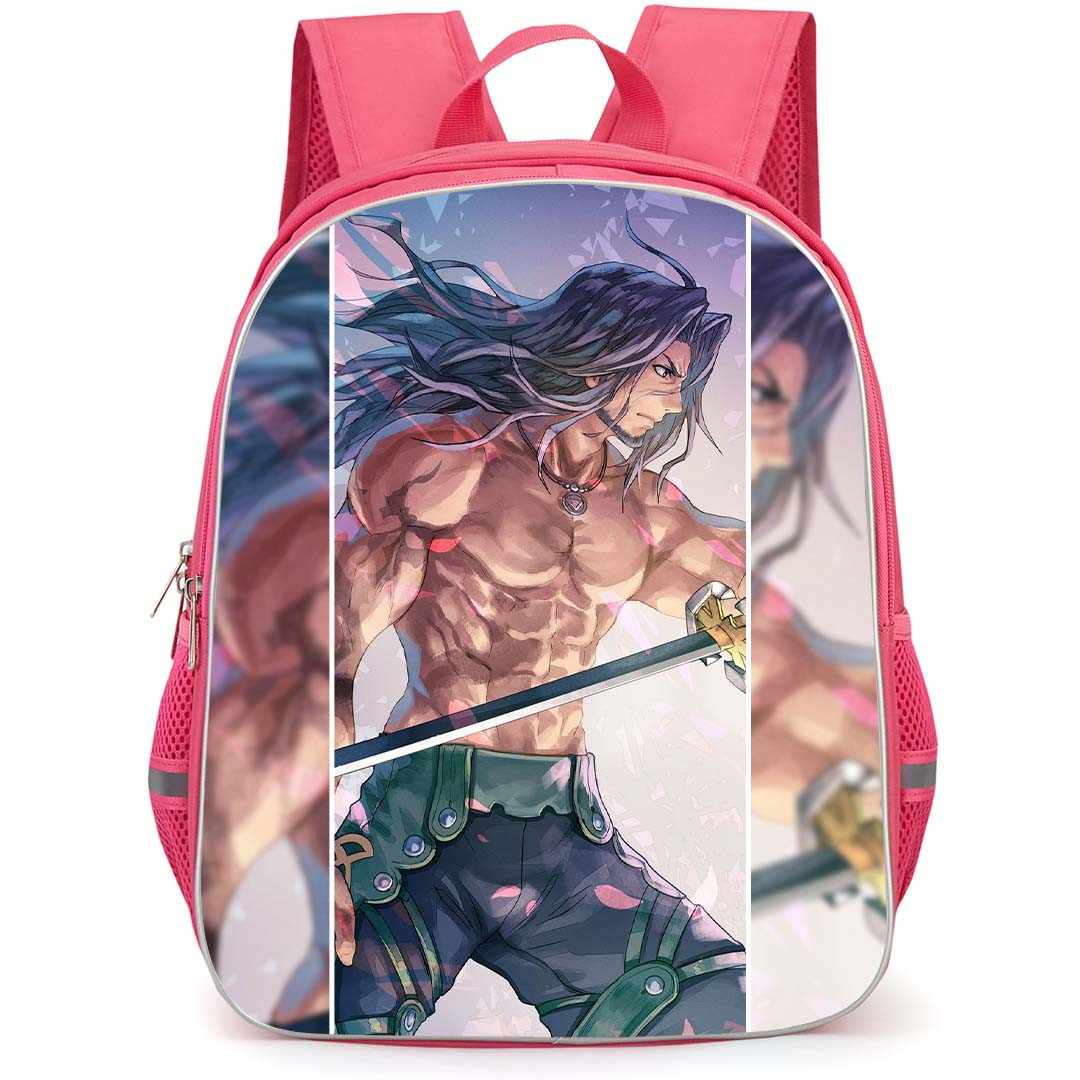 Xenoblade Dunban Backpack StudentPack - Xenoblade Dunban Holding Sword Anime Art Poster