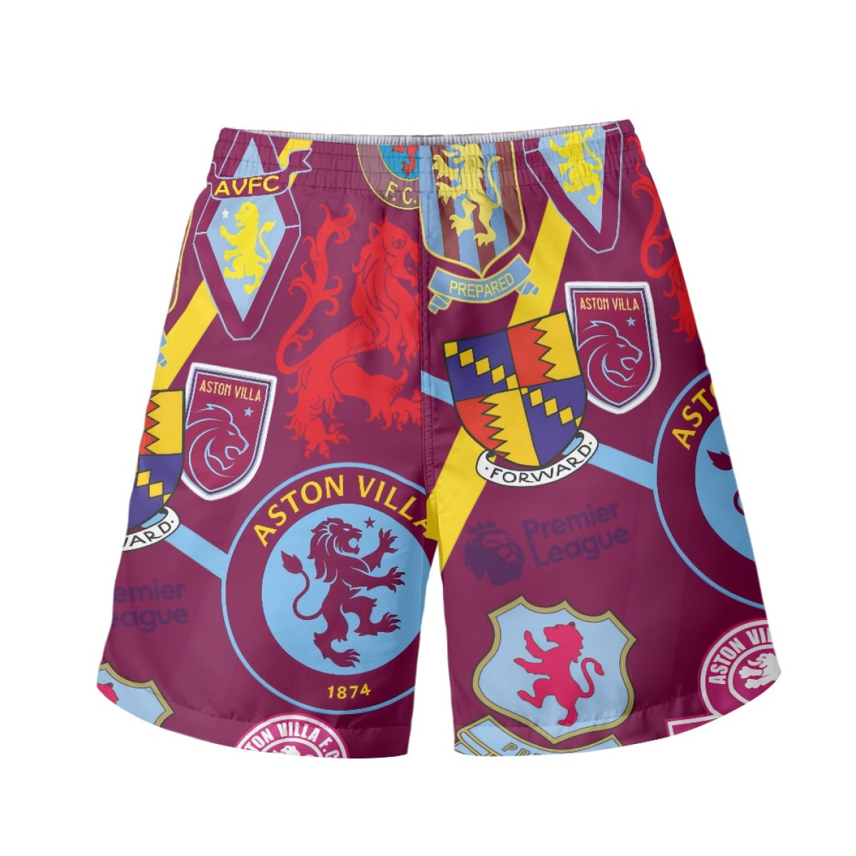 Aston Villa F.C Beach Shorts Swim Pants Swimming Trunks - Aston Villa F.C Mania Collage Logo