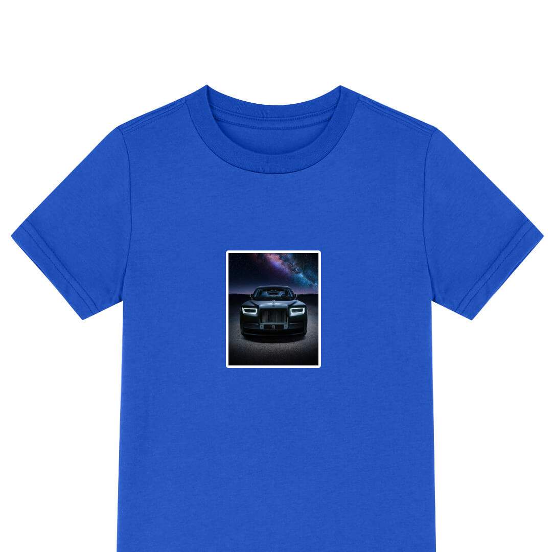 Rolls-Royce Tee Shirt T-Shirt Short Sleeve - Rolls-Royce Phantom Front View On Starry Night Background
